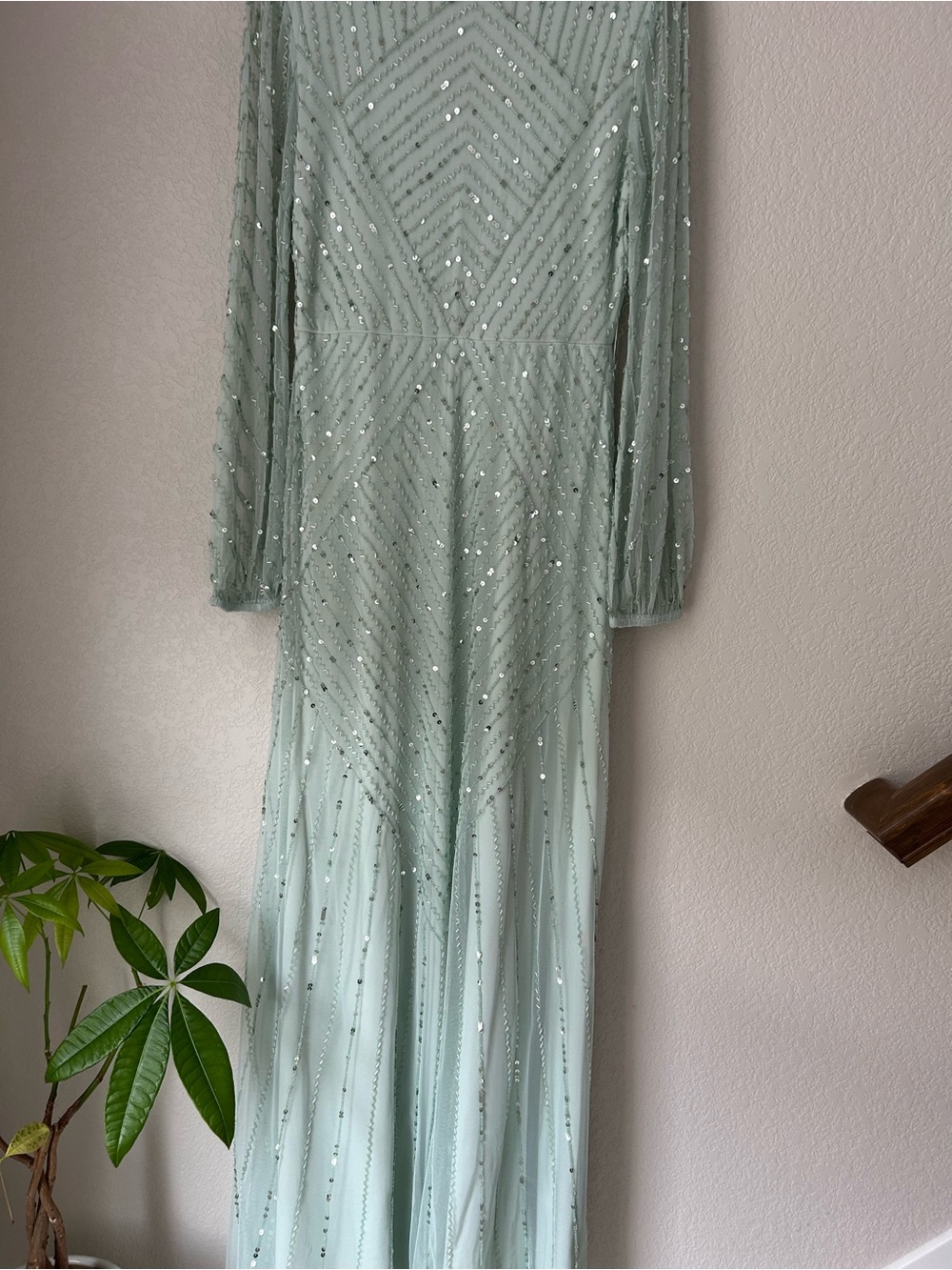 ASOS Mint Beaded Long Sleeve Evening Dress - Picture 5 of 5